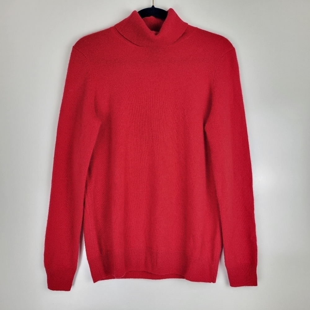 NWT C by Bloomingdales 100% 2-Ply Cashmere Turtleneck Sweater Scarlet Size L - Picture 5 of 12